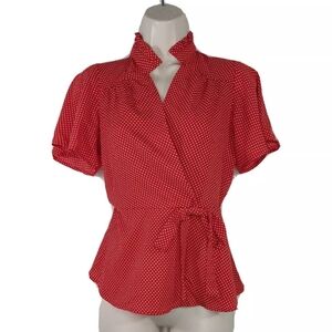 Red Polka Dot Wrap Top